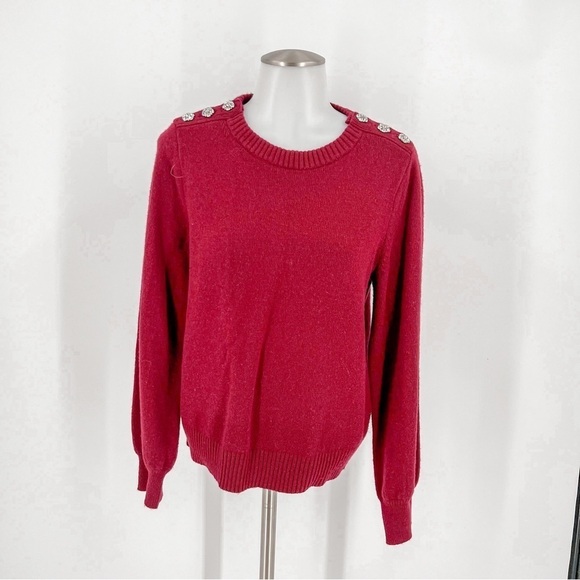 J.Crew Crewneck Sweater with Jeweled Buttons - Picture 1 of 6
